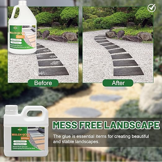 All Purpose Concentrate Rock Glue,Fast-Dry, Non-Toxic, Strong Mulch Adhesive for Landscapes, Rock Glue, Adhesive for Garden, Binder, Mulch Lock and Pea Gravel Stabilizer (3.78L, Fl Oz, 128)