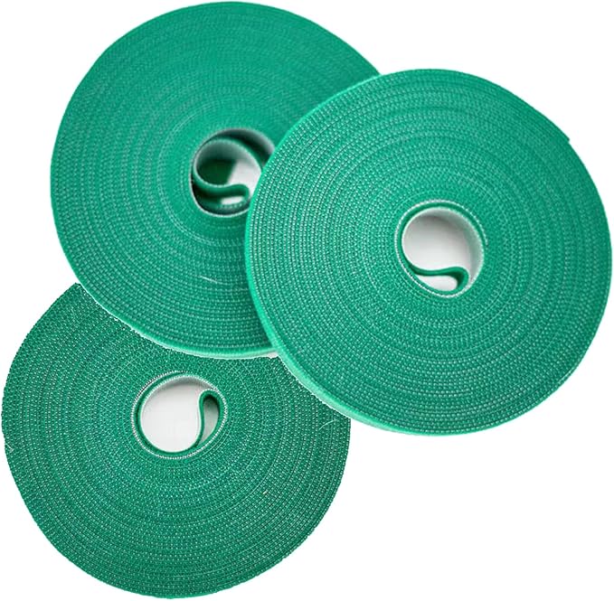 Garden Tie Green Tape, Plant Supports, Gentle On Plants (32.8ft × 0.6 inch, 3 Rolls, Green)