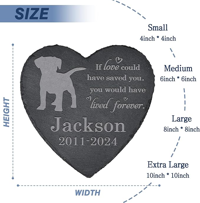 Dog Memorial Stone Dog Garden Statue - Dog Memorial Gifts - Dog Tombstone - Dog Loss Gift - Loss of Pet Dog - Heart