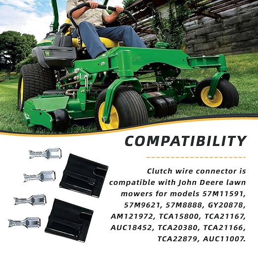 Clutch Pigtail Wire Connector Repair Kit for Bercomac Snowblower Power Take-Offs, Compatible with John Deere Mowers, Fits Models 57M11591, 57M9621, 57M8888, etc., Set of 2