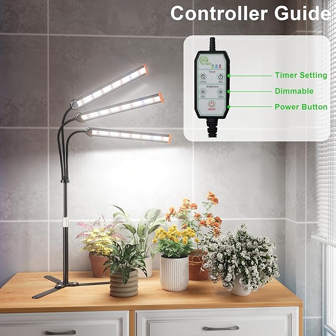 GooingTop Grow Light for Indoor Plants Growing Full Spectrum LED Lamp with Optional Dimming & Timer