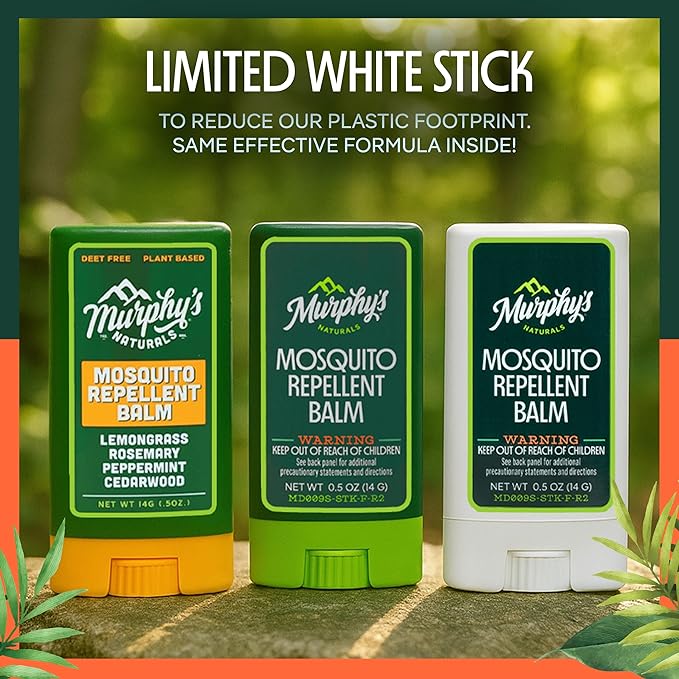 Murphy's Naturals Mosquito Repellent Balm Stick, Plant-Based, Natural Ingredients, DEET-Free, Travel-Pocket Size, 0.5oz Each, 3-Pack