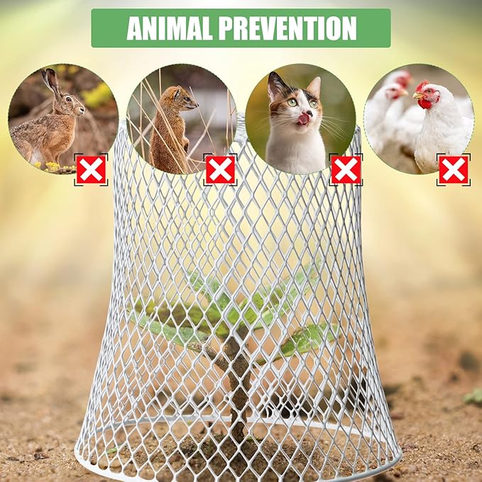 20 Pcs 99inch Chicken Wire Plant Covers Garden Cloches Metal Heavy Duty Plant Protector for Keeping Bunnies Squirrels Birds Other Out