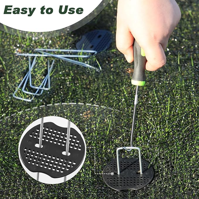 FEED GARDEN 6 Inch 200 Pcs Galvanized Landscape Staples 200 Pcs Gaskets Pick Hook Garden Stakes 11 Gauge Anti-Rust Landscaping Fabric SOD Pins U Shaped Yard Turf Stakes for Weed Barrier Fabric