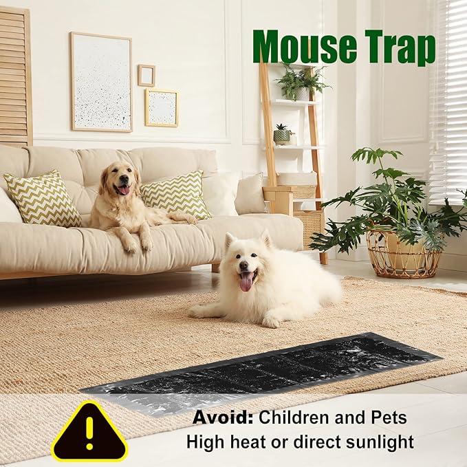 Qualirey 8 Pack Large Sticky Mouse Trap 24 Inch Sticky Rat Glue Roach Indoor Pest Control for Trapping Snakes Rats Spiders Roaches in Restaurant Kitchen House Supplies (Black)