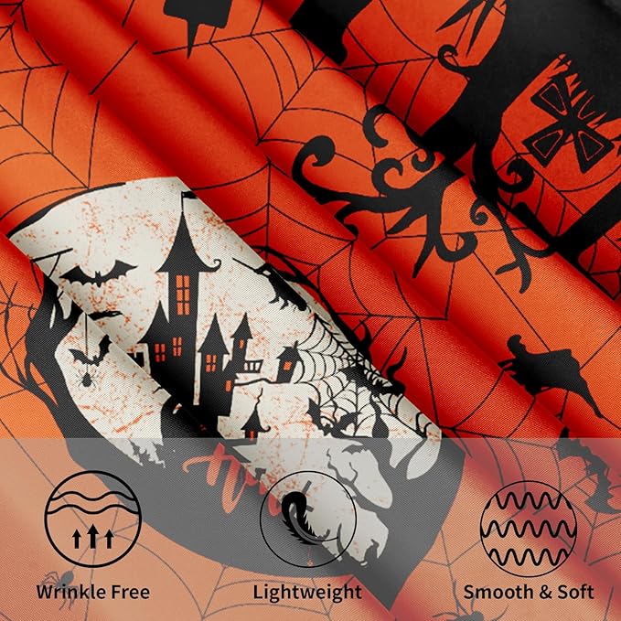 Happy Halloween Table Cloth, Pumpkin Spiders Ghosts Washable Polyester Round Tablecloth 60 inch for Kitchen Dinner Dining Room Indoor Outdoor Holiday Halloween Party Decoration