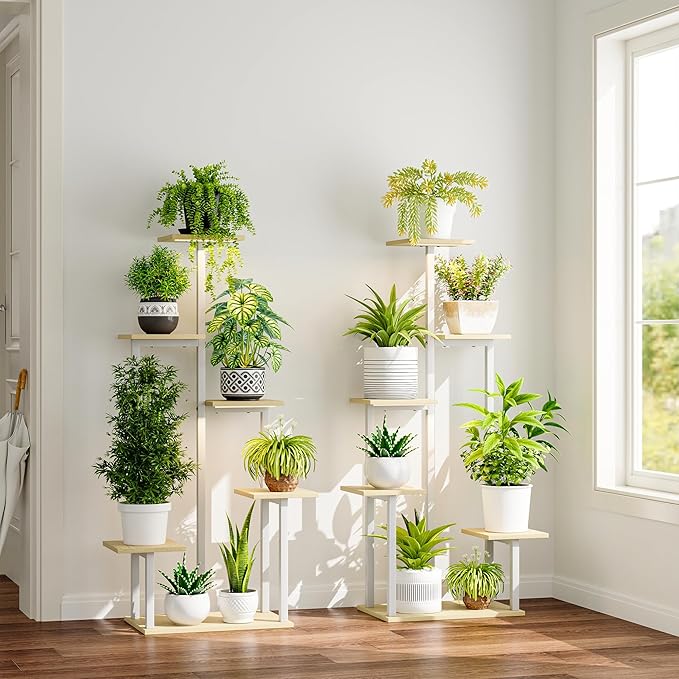 Plant Stand Indoor with Grow Lights - Tiered Corner Shelf Small Metal Lighted Flower Rack Multiple