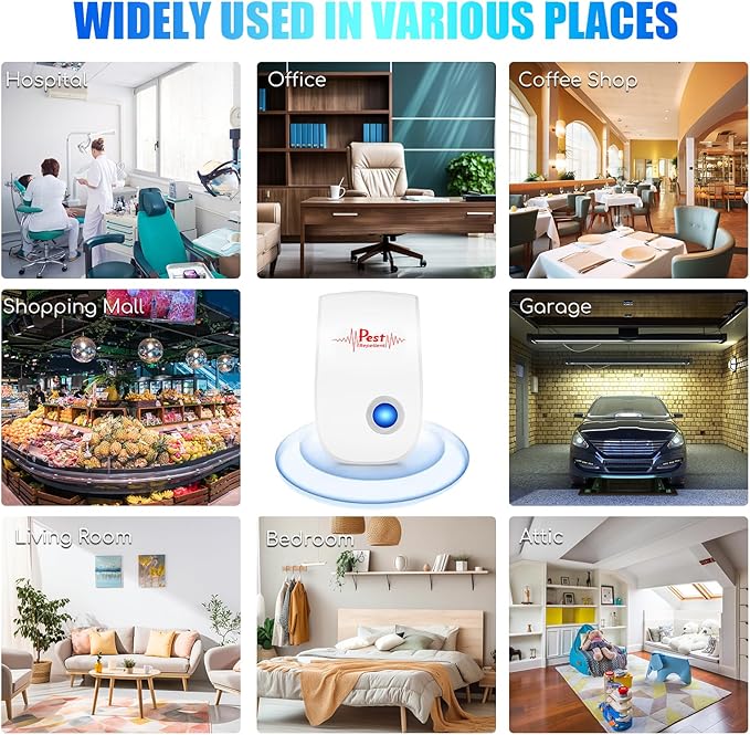 10 Packs 2025 Ultrasonic Pest & Insect Repeller Indoor, Rodent Mouse Repellent Ultrasonic Plug in, Repellent Control for Rodent, Mouse, Mice, Rat, Roach, Bugs, Mosquito, Spider, Ant