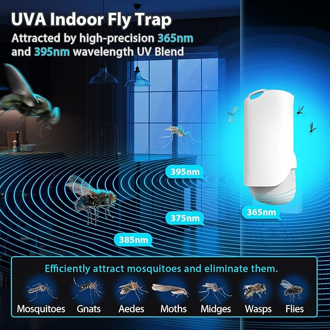 Flying Insect Trap for Indoors, 2pack Plug-in Fruit Fly Trap Catcher, Adjustable Lighting Bug Zapper for House Flies, Mosquitoes, Fruit Flies, Gnants, and Mosquitos, Office