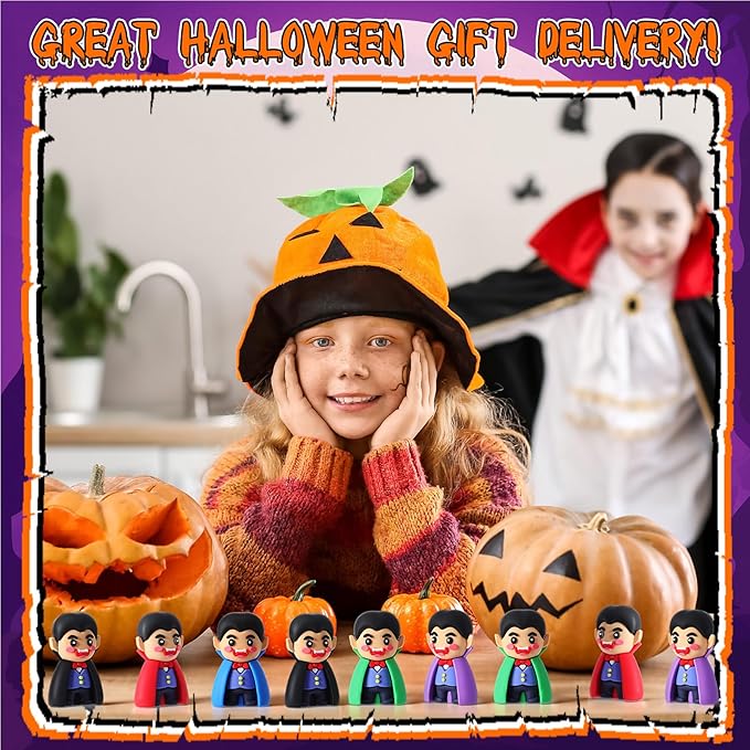 50 Pcs Mini Vampire Figurines Bulk Halloween Vampire Figures Miniatures Decorations Party Favors for Spooky Party Trick or Treating Goodies Bag Fillers DIY Craft