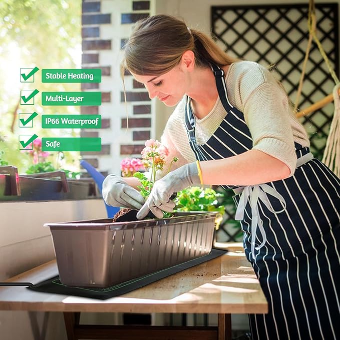 Seedling Heat Mat for Seed Starting,10" x 20.75" Waterproof Heating Pad for Indoor Plants Germination (2 Pack)