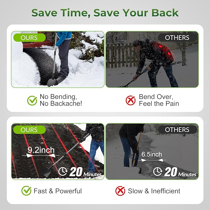 Walensee Flat Shovel, Floor Scraper, 54 inch Garden Scraper for Walkway, Weed Remove Tool for Lawn Edging, Cleaning Scraper for Road Outdoor, Driveway Weeding Tool， Ice Scraper & Ice Removal Tool