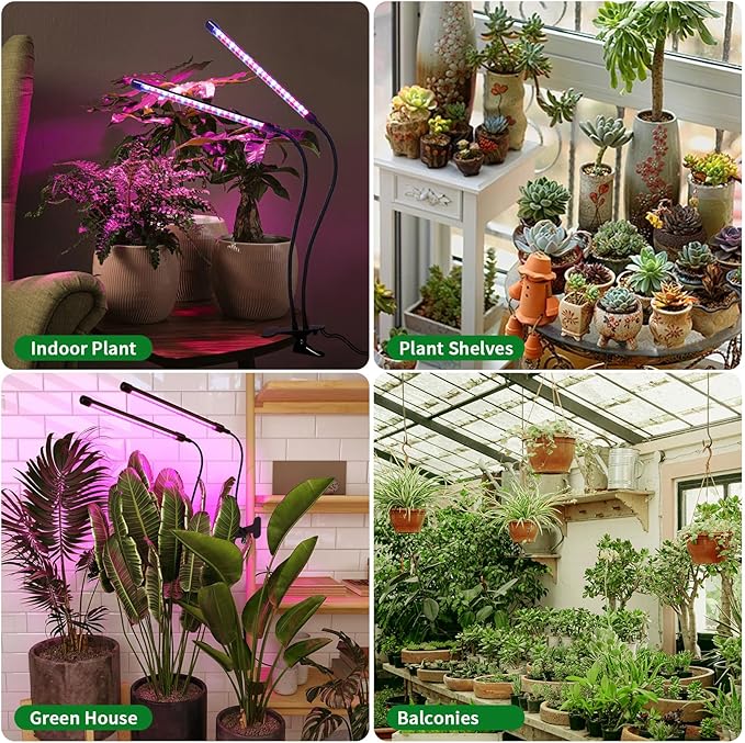 Auzev Solar Plant Grow Light Solar Clip On LED Growing Lamps for Indoor Plants Growth, with 16.4FT Cable, 3/6/9H Timer, 3 Spectral Modes, Flexible Gooseneck, Dimmable, Run Day/Night