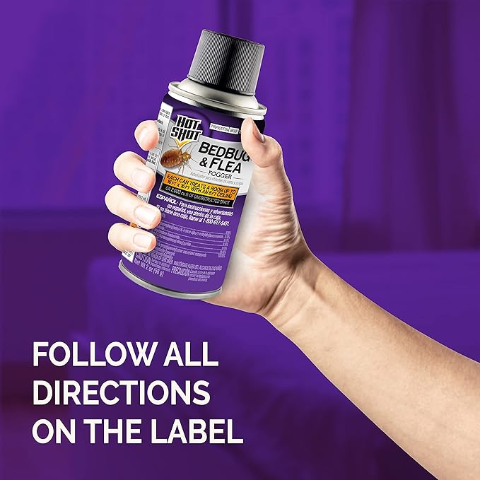 Hot Shot BedBug And Flea Fogger, Inhibits Flea Reinfestation, 2 Ounce Cans, 6 Count