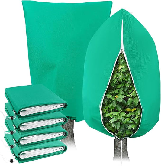 4 Pack Plant Covers Freeze Protection for Winter, 2.2oz/yd² Frost Blankets Cloths With Zipper/Drawstring (47" X 32"), Large Plant Frost Protection Covers Outdoor, for Shrub Bush Fruit Tree Potted
