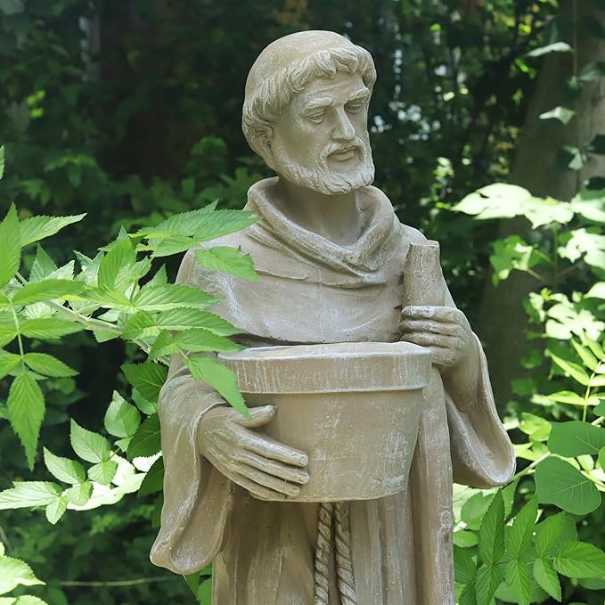 36" H Large St. Fiacre Statue Outdoor Decor for Garden Lawn Yard Porch Patio Hallway Religion Sculpture