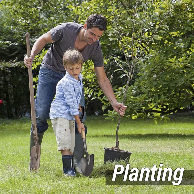 VNIMTI Shovel for Digging, Round Small Shovel with Wooden D-Handle, Metal Garden Shovel for Gardening, 28 Inches