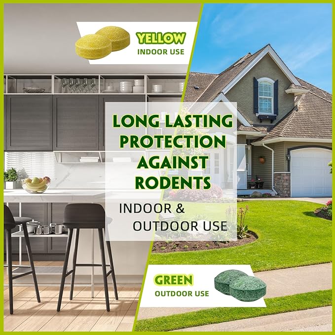 Mouse Repellent Outdoor, 60 Pack Peppermint Oil Mouse and Squirrel Deterrent for Indoor Attic Garage, Safe for Pets & Family, Natural Repellent to Keep Rodents Away from Garden and Home