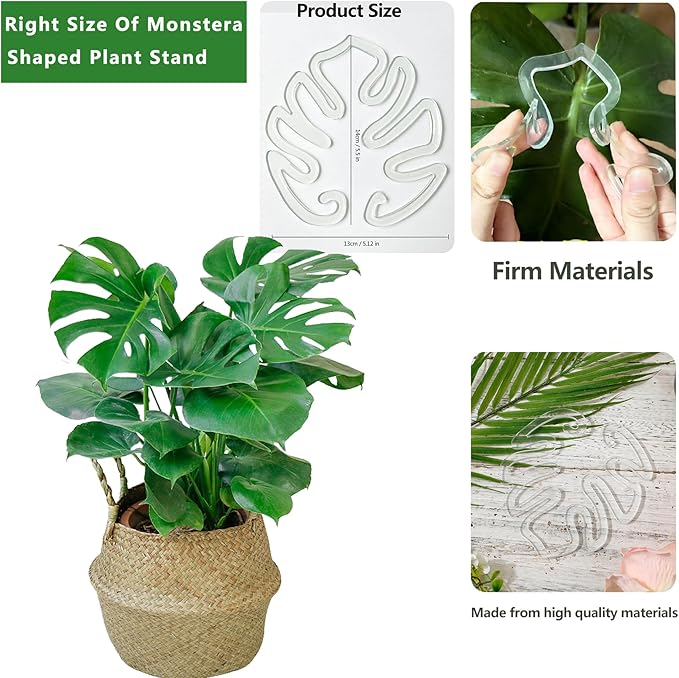 2PCS Plant Stem Support , Acrylic Monstera Stabilizer Grapple Holder Unique Design for Climbing Plants, Turtle Shell Bamboo Clamp Set, Ideal Plant Support for Thriving Growth Indoor Outdoor Plants