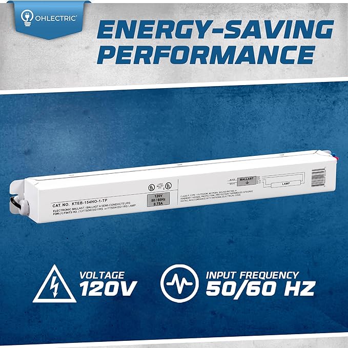 OHLECTRIC (2 Pack Replacement for Keystone KTEB-154HO-1-TP 54W T5 High Output Electronic Fluorescent Ballast | 1 Lamp | 120V | Rapid Start Technology | UL Listed for Enhanced Safety and Performance
