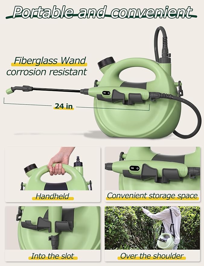 innhom Garden Sprayer Battery Powered Sprayer Electric Sprayers in Lawn and Garden with Adjustable Nozzle, 1.35 Gallon/5 L