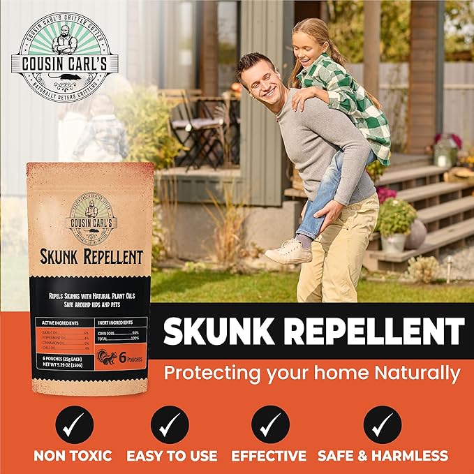 Cousin Carl's Maximum-Strength Skunk Repellent – Natural Deterrent & Odor Eliminator (12-Pack)