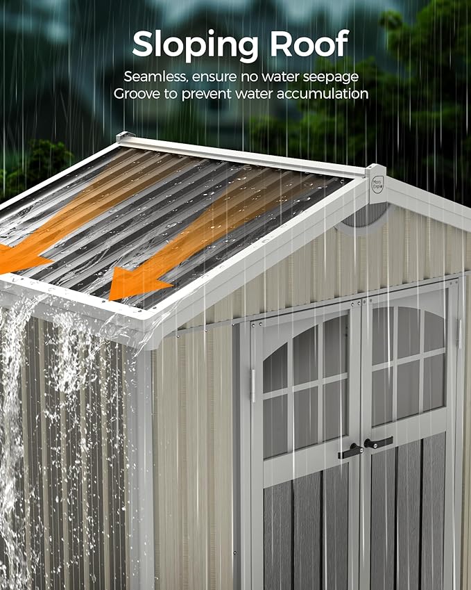 6X4 FT Metal Garden Sheds & Outdoor Storage with Sloping Roof,Lockable Door for Backyard,Patio