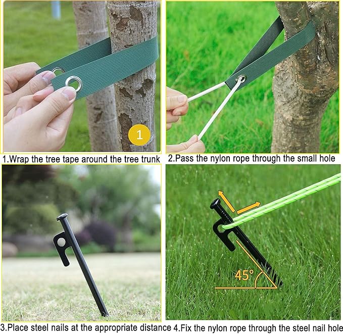 Heavy Duty Tree Stake Kits Steel Tree Stakes and Supports for Young Trees Against Bad Weather Leaning Tree Anchor Straightening Kit