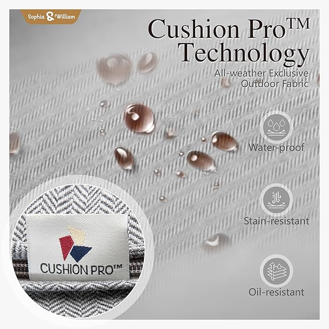 Sophia & William Patio Furniture Sets with 45" Gas Fire Pit Table for 7 Outdoor Conversation Sets 6 Pcs, 2 x Swivel Cushioned Sofa Chairs, 1x3-Seat Sofa, 2xOttomans for Backyard Poolside Grey