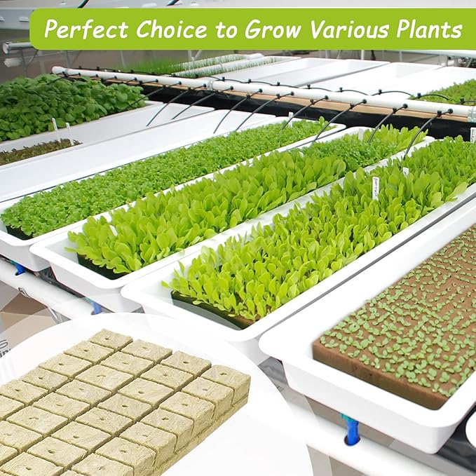 Legigo 1.2 Inch Rockwool Cubes Seed Starter Plugs for Hydroponics, RockWool Planting Grow Cubes for Hydroponic Tower Garden Soilless Cultivation Plants Germination Cutting Clone (2 Sheet, 72 Plugs)