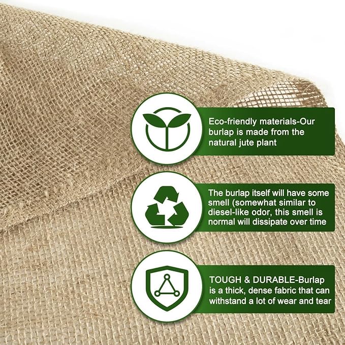 Agfabric Burlap Tree Wrap, 10''x50ft Natural Burlap Fabric Roll for Winter Tree Trunk and Outdoor Plants, Tree Trunk Guards Protect Bark,100% Jute Plants Bandage for Keeping Warm and Moisturizing