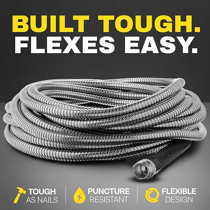 BIONIC STEEL 10Ft Short Garden Hose, 10 Ft x 5/8 In. Connector Hose for Reel, Leak Proof Connection, Heavy Duty, Non Kinking, Flexible, Hose Extension