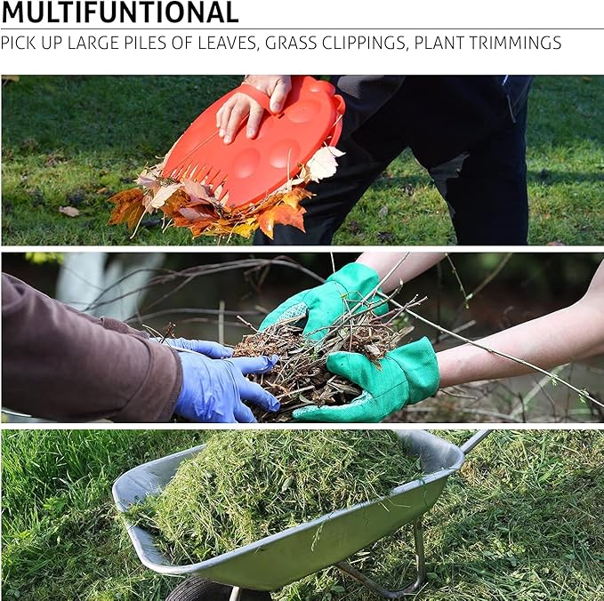 GardenHOME Garden and Yard Scoops Ladybug-Shaped Hand Rakes, Large Grabber with Leaf Claws for Easy Pick Up, Red