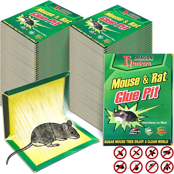 48 Pack Mouse Glue Traps Large Size Mouse Traps Sticky Pad with Enhanced Stickiness Pest Rat Sticky Traps Board for Rodent Cockroach and Other Insects House Indoor Outdoor