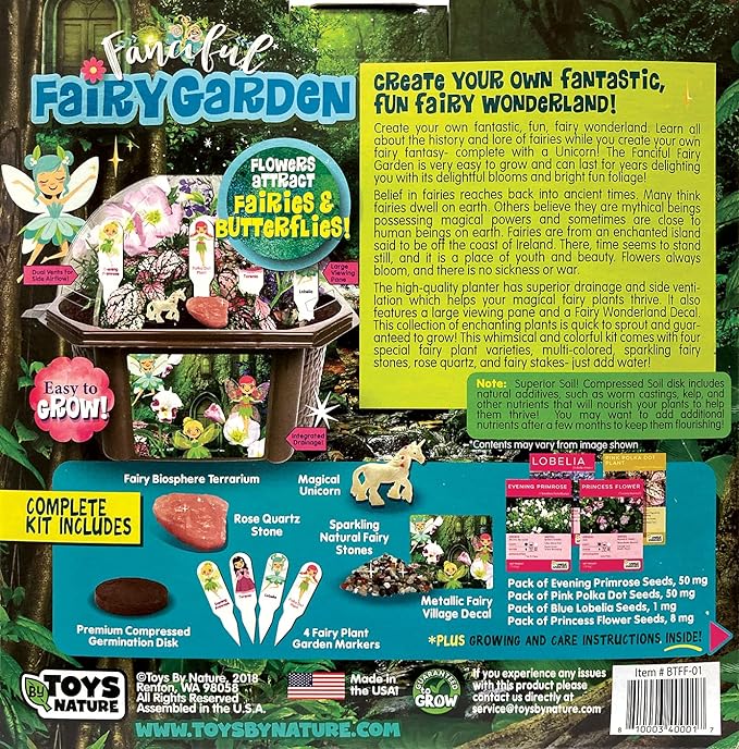 Toys by Nature Fanciful Fairy Biosphere Terrarium Starter Kit, Complete Supplies Included to Create Your Own Enchanting Garden and Indoor Plants! (Fanciful Fairy Garden)