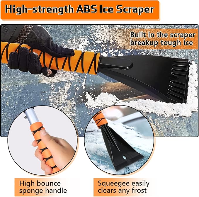Car Accessories for Men 2 in 1 Snow Brush and Ice Scrapers for Car Windshield, 27" Winter Car Snow & Ice Remover with Foam Grip for Cars,Trucks,SUVs