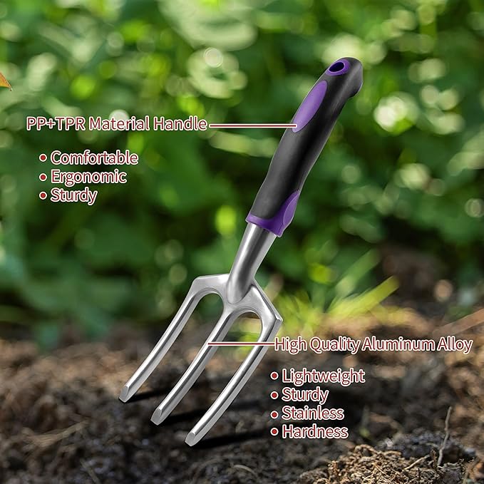 Gardening Tools – 42 Piece Premium Gardening Tool Set,Heavy Duty Hand Tools with Fashion Garden Tools Organizer Handbag,Rust-Proof Gardening Tool Kit, Ideal Gardening Gifts for Women((Purple Floral)