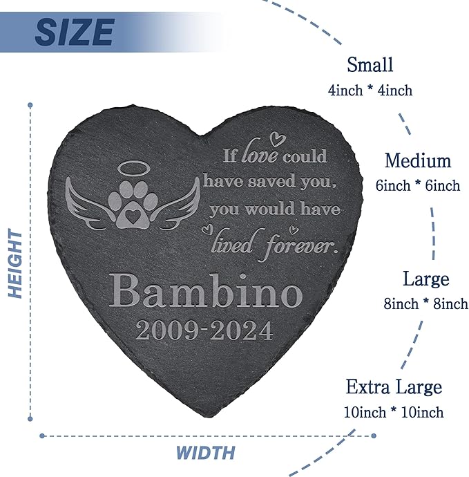 Pet Memorial Stone Pet Garden Statue - Pet Memorial Gifts - Pet Tombstone - Pet Loss Gift - Loss of Pet - Heart