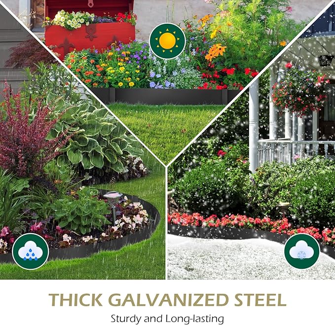 Dyna-Living 40 x 8 Inch Steel Landscape Edging 6 Pack Metal Edging for Landscaping Garden Edging Border, 20FT Total Landscape Edging Border Metal Landscape Edging with Clips for Lawn, Garden, Yard