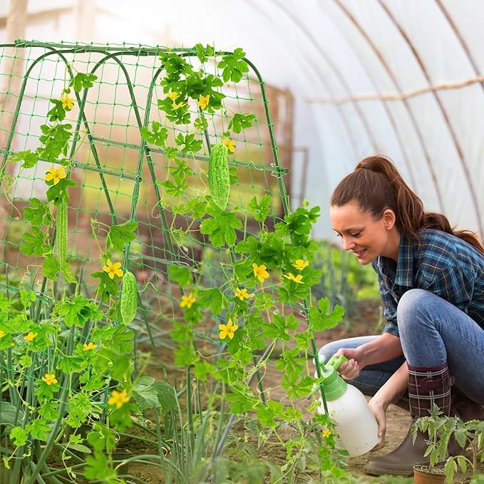 Outdoor Trellis for Climbing Plants Arch Tunnel U-Frame Trellis with Plant Support Clips for Grape Zucchini Plant Metal Tall Trellis,Green, MWM-11-U-120x160-GREEN