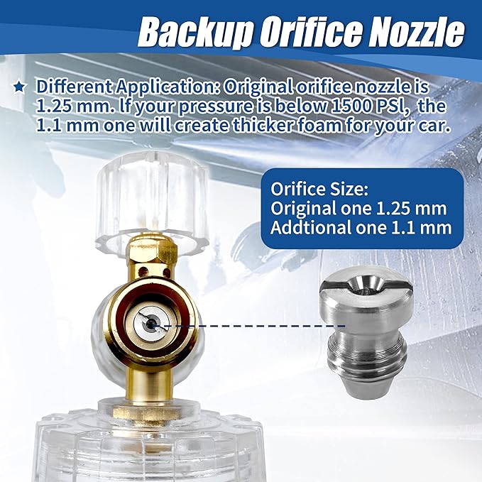 Tool Daily Pressure Washer Foam Cannon, Adjustable Snow Foam Lance with M22 and 1/4 Inch Quick Connect, Additional Orifice Nozzle 1.1mm, Car Wash Mitt, 1.5 Liter