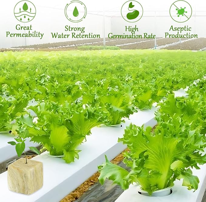 Legigo 1.2 Inch Rockwool Cubes Seed Starter Plugs for Hydroponics, RockWool Planting Grow Cubes for Hydroponic Tower Garden Soilless Cultivation Plants Germination Cutting Clone (4 Sheet, 144 Plugs)
