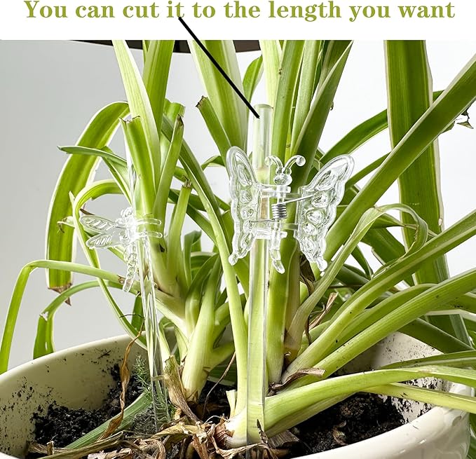 30Pcs Acrylic Plant Stakes Garden Single Stem Plant Support Stakes Clear Orchid Stakes and 30Pcs Clips Plant Support Sticks Clear Dragonfly Orchid Clip for Indoor and Outdoor Plants, Flowers, Tomatoes