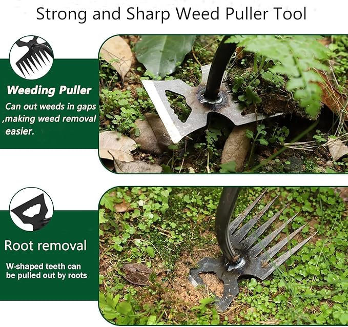 Weed Puller Tool Garden Hand Weeder Tools, 2025 Weeding Artifact Uprooting Weeding Tool, 17.2IN Weed Puller Removal Tool, 6 Teeth Manganese Steel Manual Weed Remover Pulling Tool for Lawn Garden