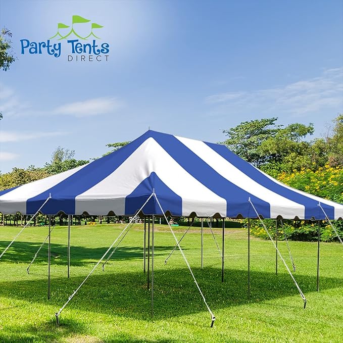 Party Tents Direct 20'x 30' Weekender Canopy Pole Tent with Sidewalls - Easy Up Canopy Tent with 120 Person Capacity - Outdoor Canopies for Parties, Weddings, and Events (Blue/White)