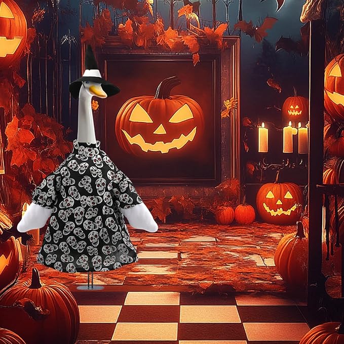 Porch Goose Outfits Clothes for 23" High Cement or Plastic Lawn Garden Goose Halloween Outdoor Decoration