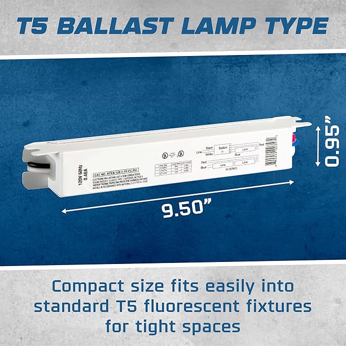 OHLECTRIC Replacement for Keystone KTEB-128-1-TP-FC-PH/D | 1 Lamp T5 Electronic Fluorescent Ballast | 28 Watts | 120V Input with Rapid Start Technology | UL Listed for Enhanced Safety