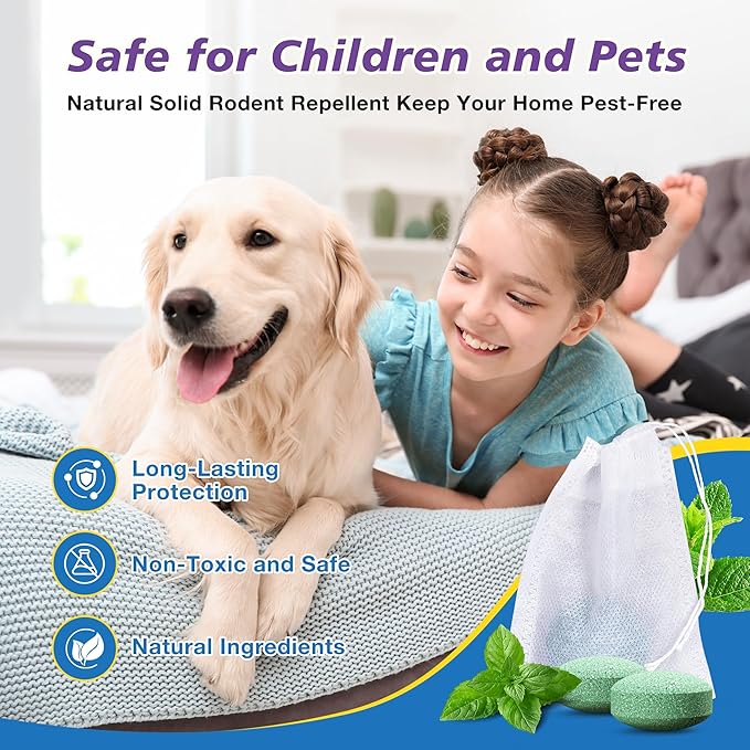 Mouse Rodent Repellent, 24 Pack Mouse Repellent Balls - Peppermint Lemon Oil Mice Repellent for Squirrel Rats Spider Pests, Mice Repellent for Indoor/Outdoor Use - Natural Mouse Deterrent & Pet Safe