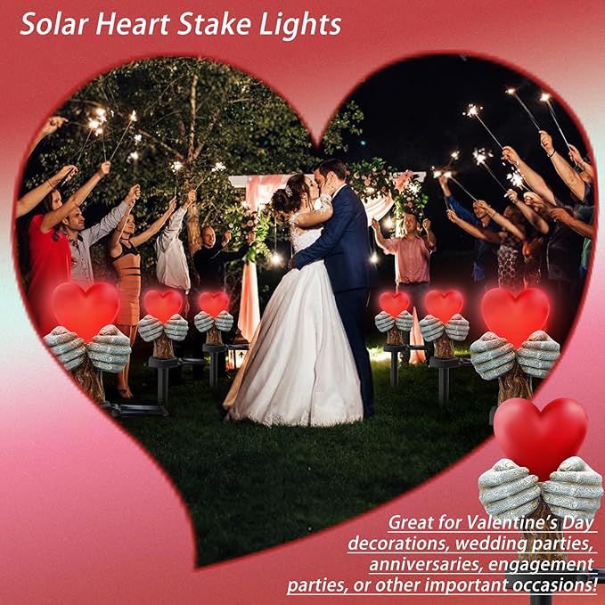 Halloween Decorations Outdoor, Solar Love Heart Hands Statue Memorial Gifts for Mom Grandma Loved Ones, Memorial Day Decorations for Cemetery Grave Garden Patio Yard Lawn