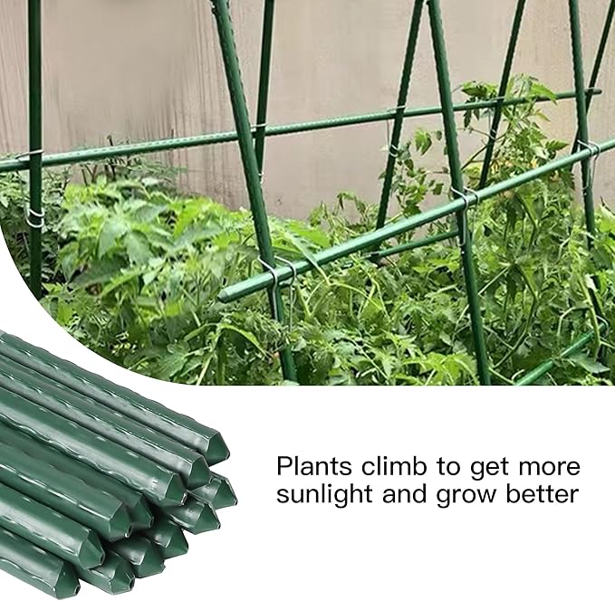 Garden Stakes 3ft, 3 Feet Metal Plant Stakes 30 Pack for Gardening and Farm, Plastic Coated Plant Support for Tomato, Cucumber, Bean, Flower, Potted and More Climbing Plants